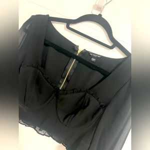 Women Guess Long Sleeves Crop Top